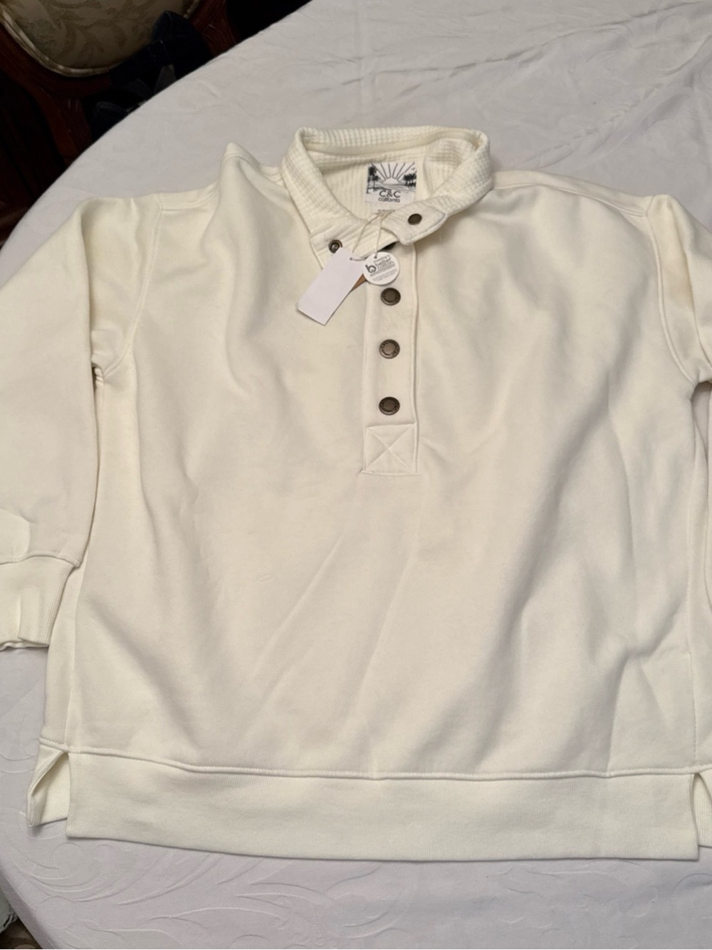 NWT C&C California Women’s Cream Henley Sweatshirt